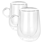 Double Walled 350ml Coffee Glass Mugs Set Of 2