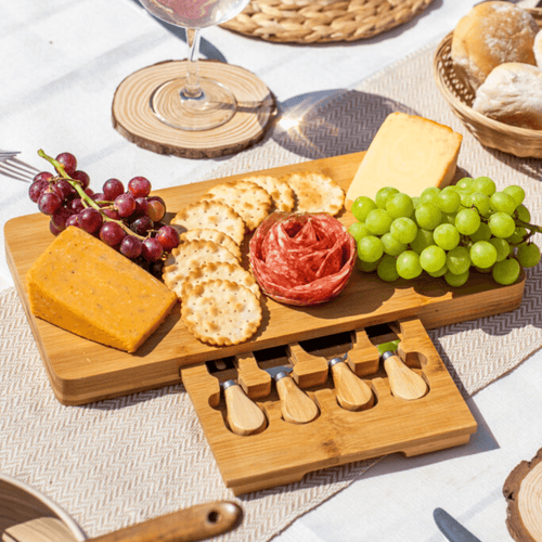 Bamboo Cheese Board With Knife Set