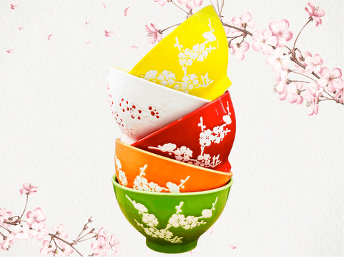 Oriental Japanese White Blossom Soup Bowls Set of 5 - Boxzy