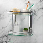 Tempered Glass Shelf with Aluminium Rail 2 Tier - Boxzy