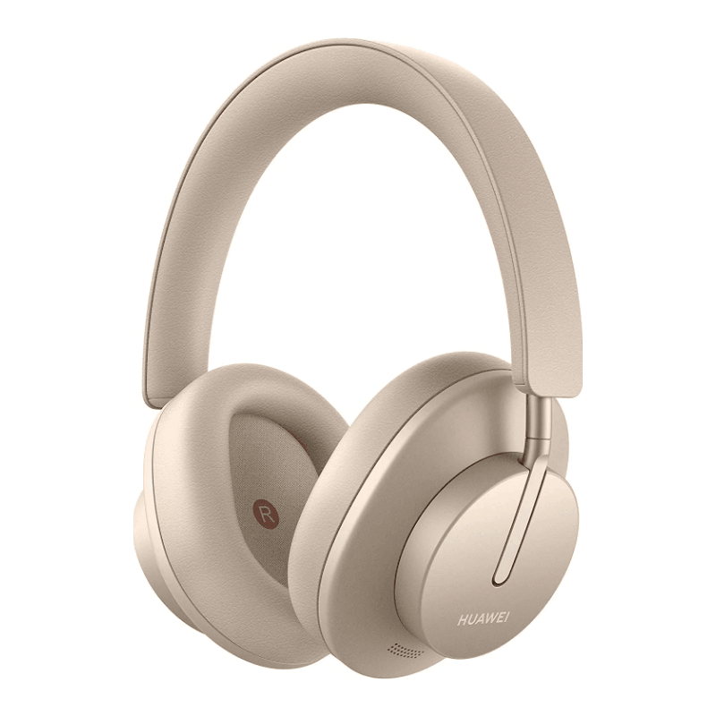 Huawei FreeBuds Studio over-ear headphones shown in a light gold finish
