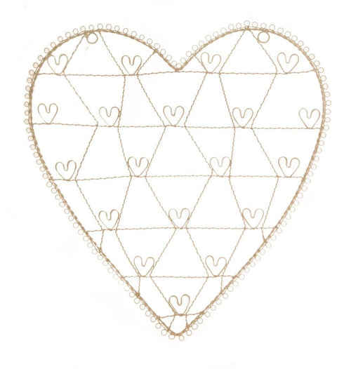 Vintage Wire Heart Photo Holder Large Cream - Boxzy