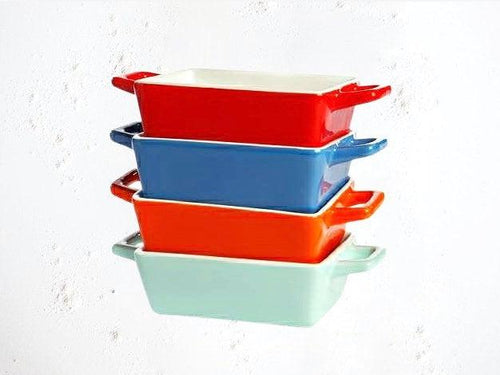 Mini Retro Rectangular Ceramic Oven Proof Baking Dishes - Set of 4 - Boxzy