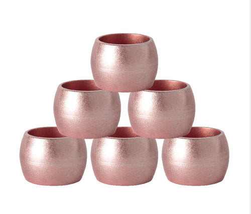 Metallic Melamine Napkin Rings - Pack of Six - Rose Gold - Boxzy