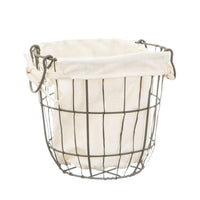 Small lined round wire storage basket