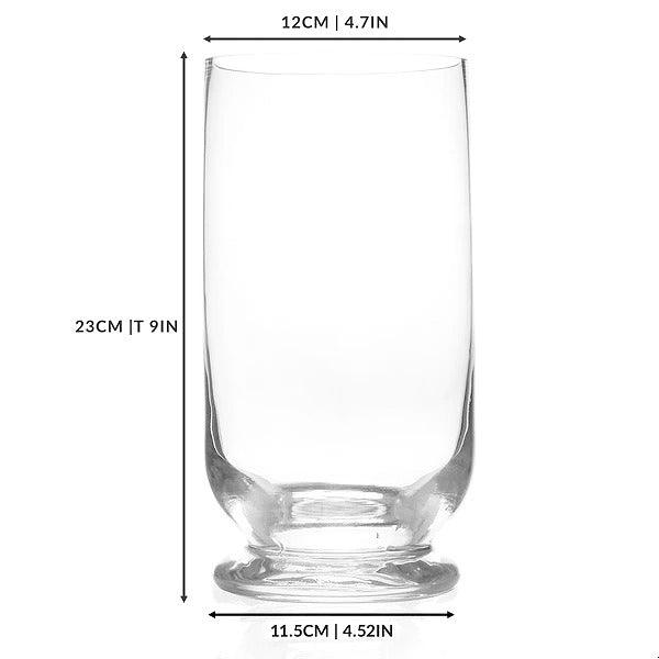 Dimension diagram of the 23cm glass hurricane candle holder