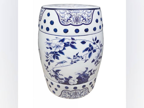 Rambling Rose Vintage Japanese Porcelain Stool | Side Table | Plant Stool - Boxzy