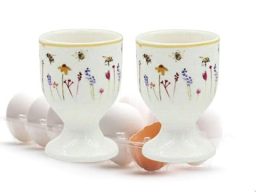 Set Of 2 Fine China Busy Bumble Bee Ceramic Egg Cups - Boxzy