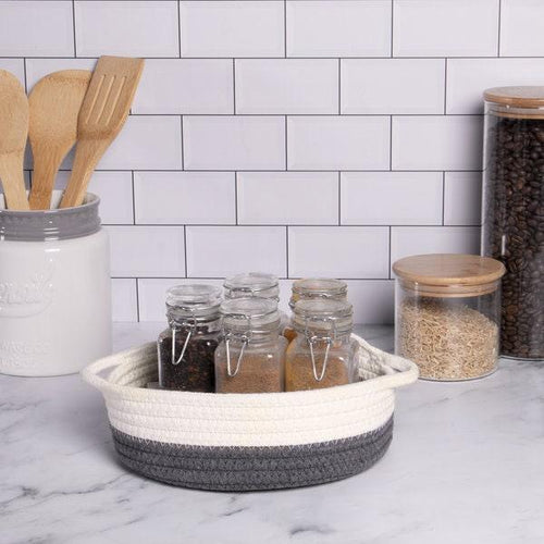 Grey & White Cotton Rope Storage Baskets - Set of 2 - Boxzy