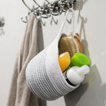 Hanging Cotton Rope Basket White with Black Thread - Boxzy