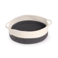 Single shallow grey and white rope basket