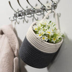 Hanging Cotton Rope Basket Grey & White - Boxzy