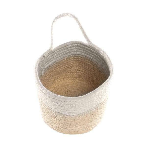Open view of the two-tone rope basket and its hanging loop