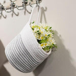 Hanging Cotton Rope Basket White with Black Thread - Boxzy