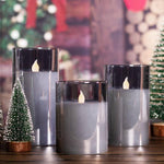 LED Candles - Set of 3 | Very Realistic - Battery Operated | Grey - Boxzy