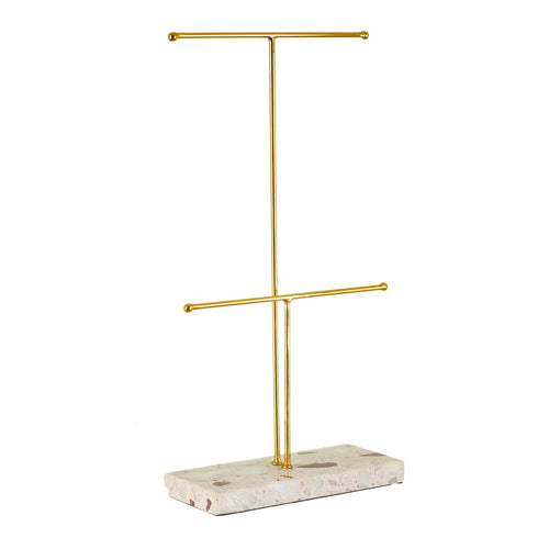 Double Terrazzo Gold Jewellery Stand - Boxzy