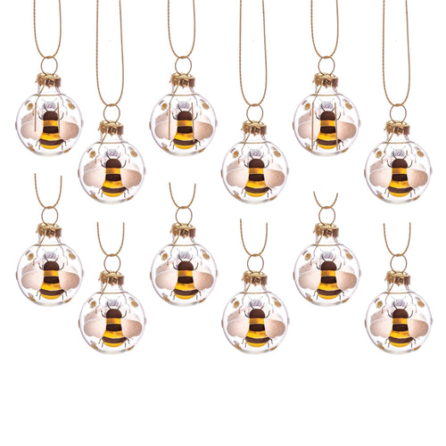 Mini Golden Bee Baubles Set of 12 - Boxzy