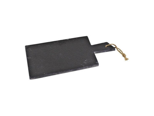 Slate chopping board with attached twine for hanging and felt pads for furniture protection