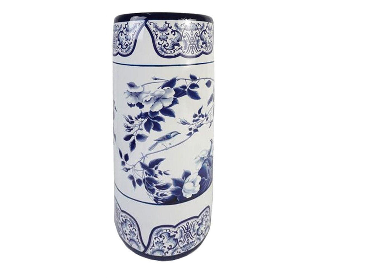 Alternate side of Rambling Rose umbrella stand showing birds and rose branches