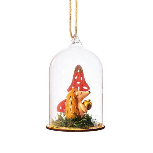 Hedgehog Christmas Glass Dome Bauble - Boxzy