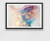Gold vein marble-effect print shown in a black frame for illustration; frame not included