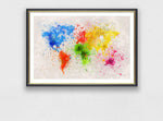 World Map Colour Splash Painting Print - Professional Grade Pigment Prints available in 3 sizes - Boxzy