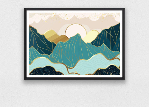 Gold Mountain Wallpaper Design Art Print - Professional Grade Pigment Prints available in 3 sizes - Boxzy
