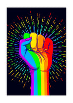 LGBTQ Rainbow Coloured Hand With A Fist Raised Up Print - Professional Grade Pigment Prints available in 3 sizes - Boxzy