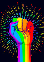 LGBTQ Rainbow Coloured Hand With A Fist Raised Up Print - Professional Grade Pigment Prints available in 3 sizes - Boxzy