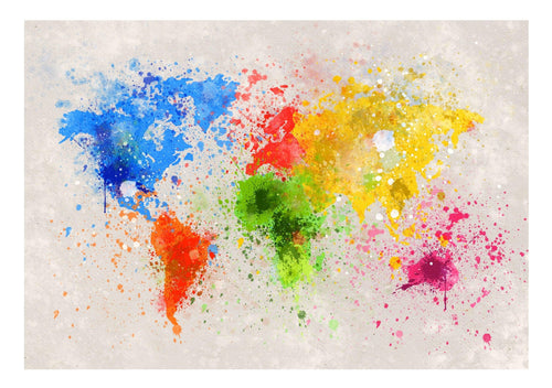 World Map Colour Splash Painting Print - Professional Grade Pigment Prints available in 3 sizes - Boxzy
