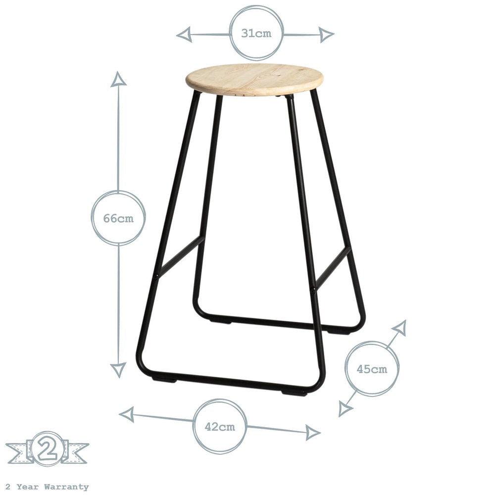 Bar stool size diagram showing 66cm height, 31cm seat and 45 by 42cm footprint