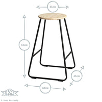 Bar stool size diagram showing 66cm height, 31cm seat and 45 by 42cm footprint