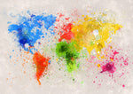 World Map Colour Splash Painting Print - Professional Grade Pigment Prints available in 3 sizes - Boxzy